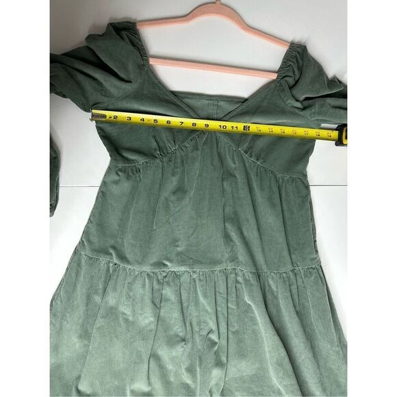 ASOS Design Tiered Cord Babydoll Dress Midi Smock Khaki Size 6 See Description - Picture 14 of 16